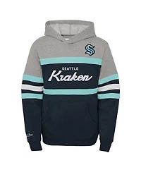 Big Boys Mitchell & Ness Deep Sea Blue Seattle Kraken Head Coach Pullover Hoodie