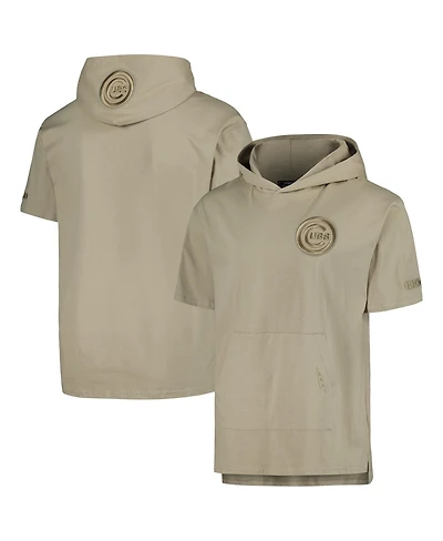 Men's Pro Standard Khaki Chicago Cubs Neutral Short Sleeve Hoodie T-shirt