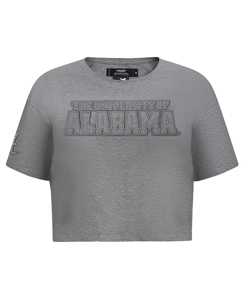Women's Pro Standard Heather Charcoal Alabama Crimson Tide Tonal Neutral Boxy Cropped T-shirt
