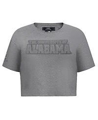 Women's Pro Standard Heather Charcoal Alabama Crimson Tide Tonal Neutral Boxy Cropped T-shirt