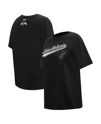 Women's Pro Standard Black San Antonio Spurs Script Boyfriend T-shirt