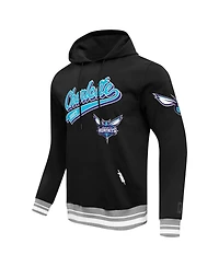 Men's Pro Standard Black Charlotte Hornets Script Tail Pullover Hoodie