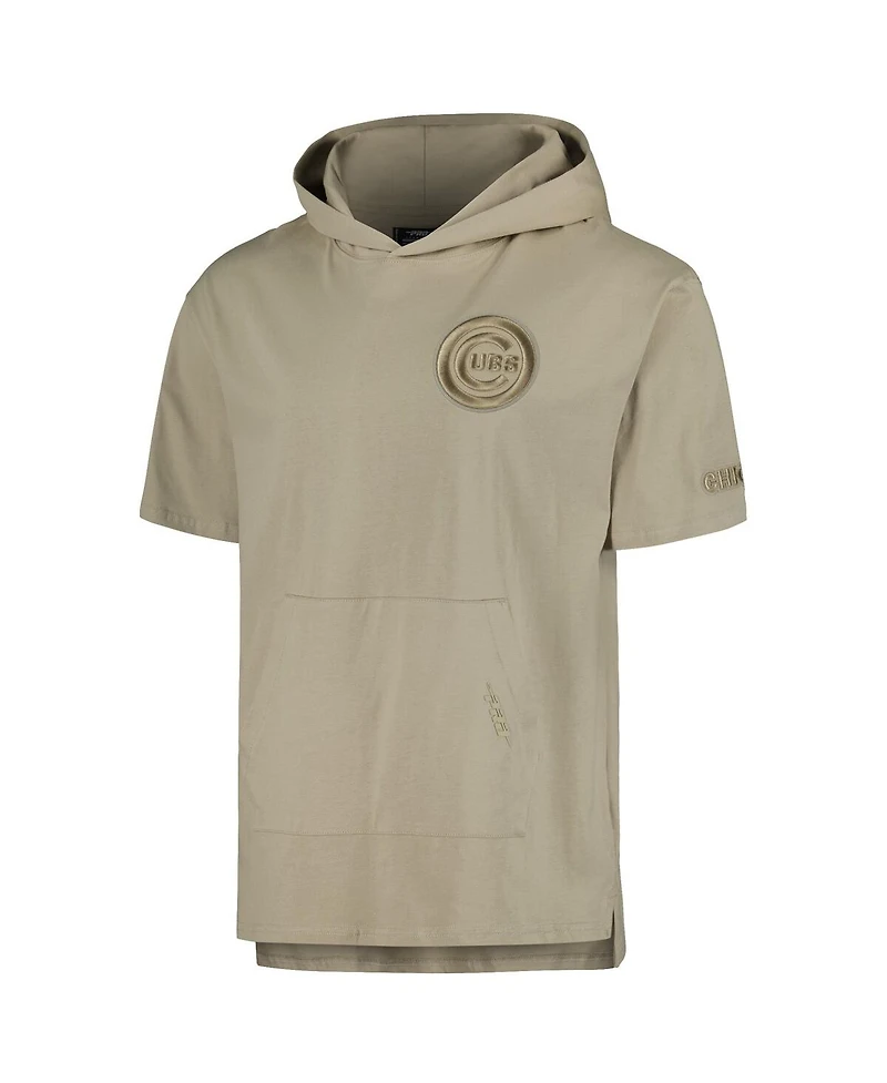 Men's Pro Standard Khaki Chicago Cubs Neutral Short Sleeve Hoodie T-shirt