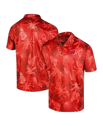 Men's Colosseum Red Wisconsin Badgers Big and Tall Palms Polo Shirt
