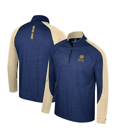 Men's Colosseum Navy Notre Dame Fighting Irish Langmore Raglan Quarter-Zip Top