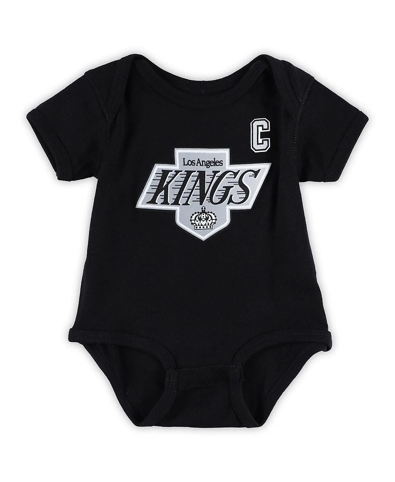 Baby Boys and Girls Mitchell & Ness Wayne Gretzky Black Los Angeles Kings Captain Patch Name and Number Bodysuit