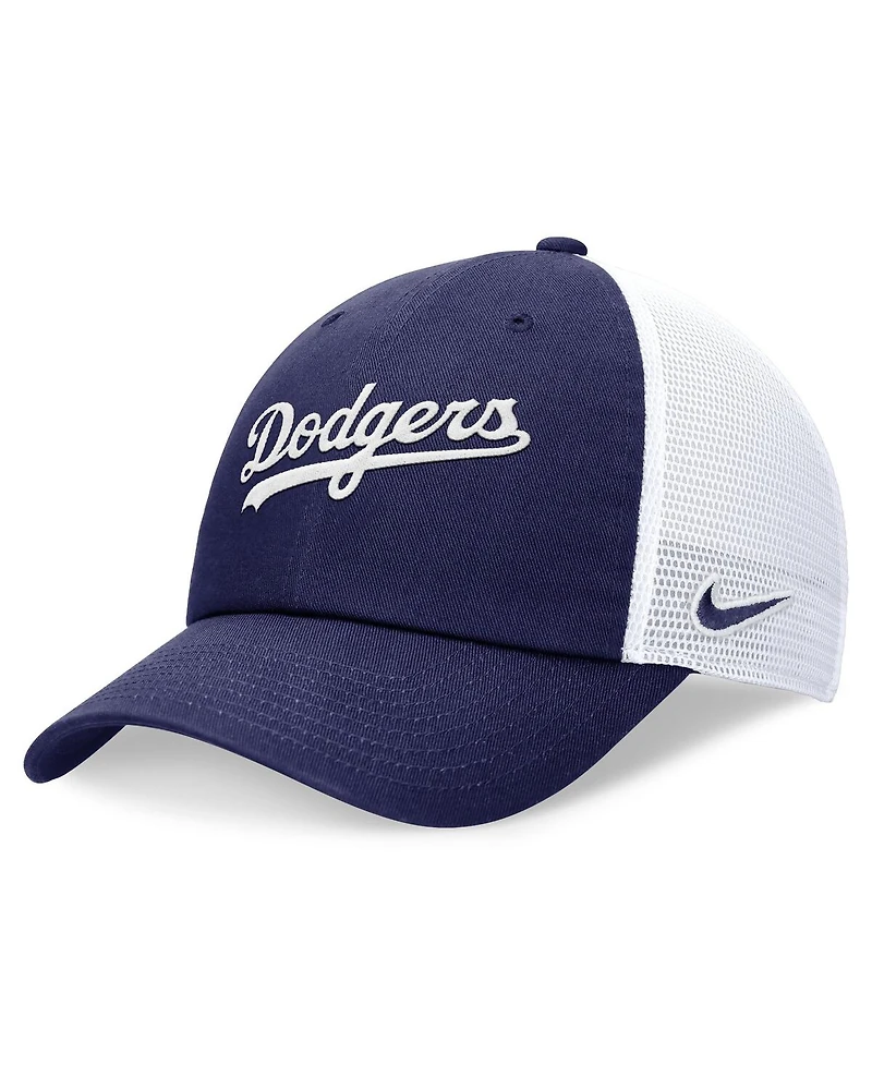 Men's Nike Royal Los Angeles Dodgers Evergreen Wordmark Trucker Adjustable Hat