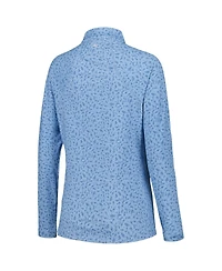 Women's Peter Millar Blue The Players Printed Raglan Perth Quarter-Zip Top