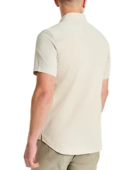 Kenneth Cole Men's Slim Fit Short-Sleeve Mixed Media Sport Shirt