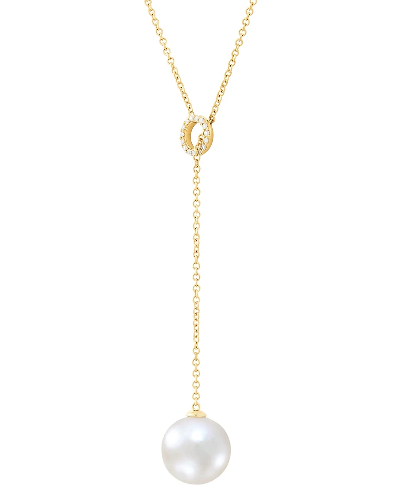 Honora Cultured Ming Pearl (13mm) & Diamond (1/10 ct. t.w.) 20" Lariat Necklace in 14k Gold
