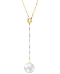 Honora Cultured Ming Pearl (13mm) & Diamond (1/10 ct. t.w.) 20" Lariat Necklace in 14k Gold