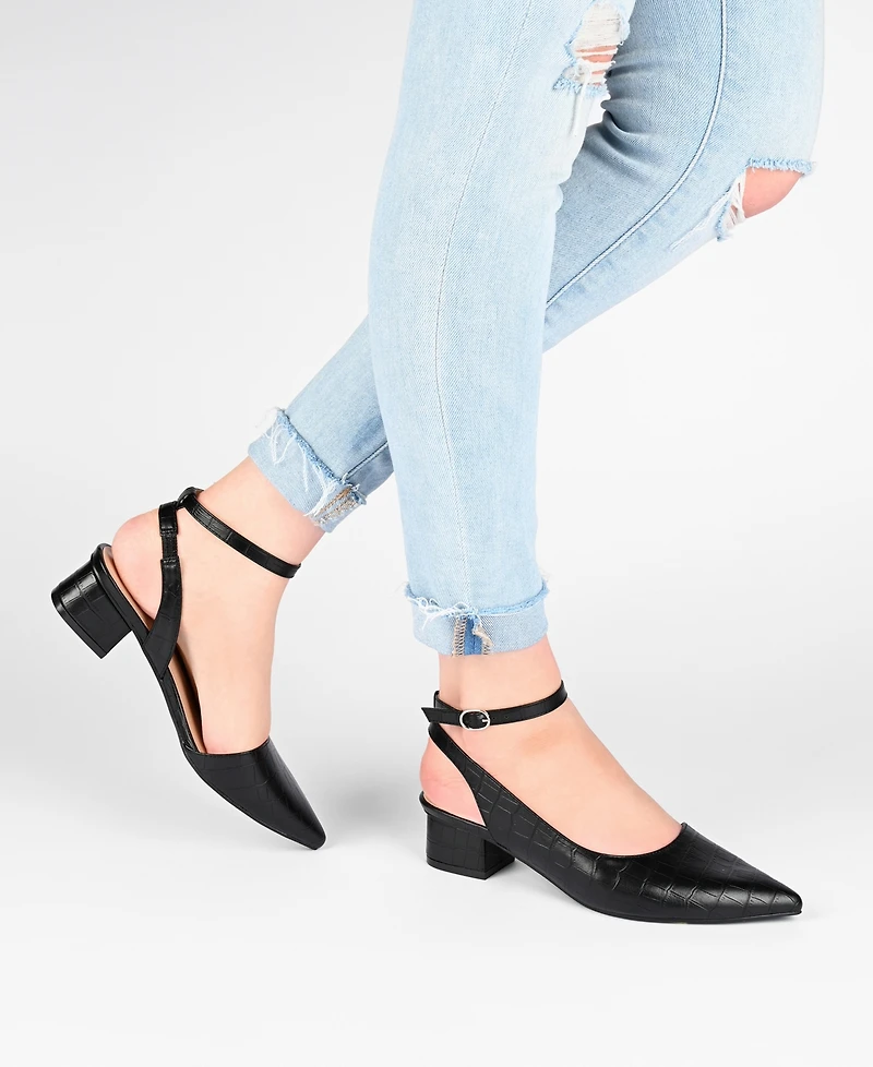 Journee Collection Women's Keefa Ankle Strap Slingback Heels