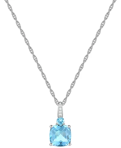 Lab-Grown White Sapphire Accent Gemstone 18" Pendant Necklace Sterling Silver