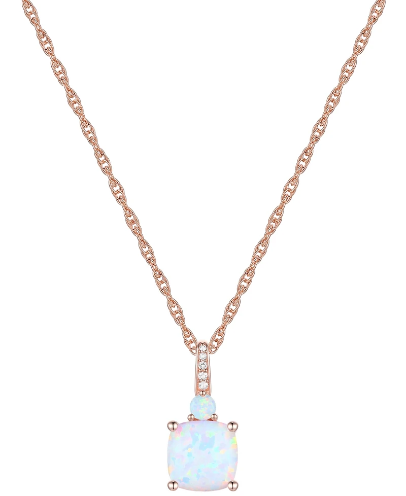 Lab-Grown White Sapphire Accent Gemstone 18" Pendant Necklace Sterling Silver