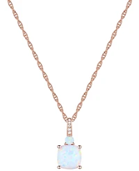 Lab-Grown White Sapphire Accent Gemstone 18" Pendant Necklace Sterling Silver