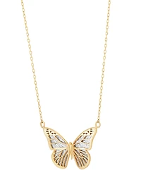 Italian Gold Two-Tone Butterfly 18" Pendant Necklace in 10k Gold
