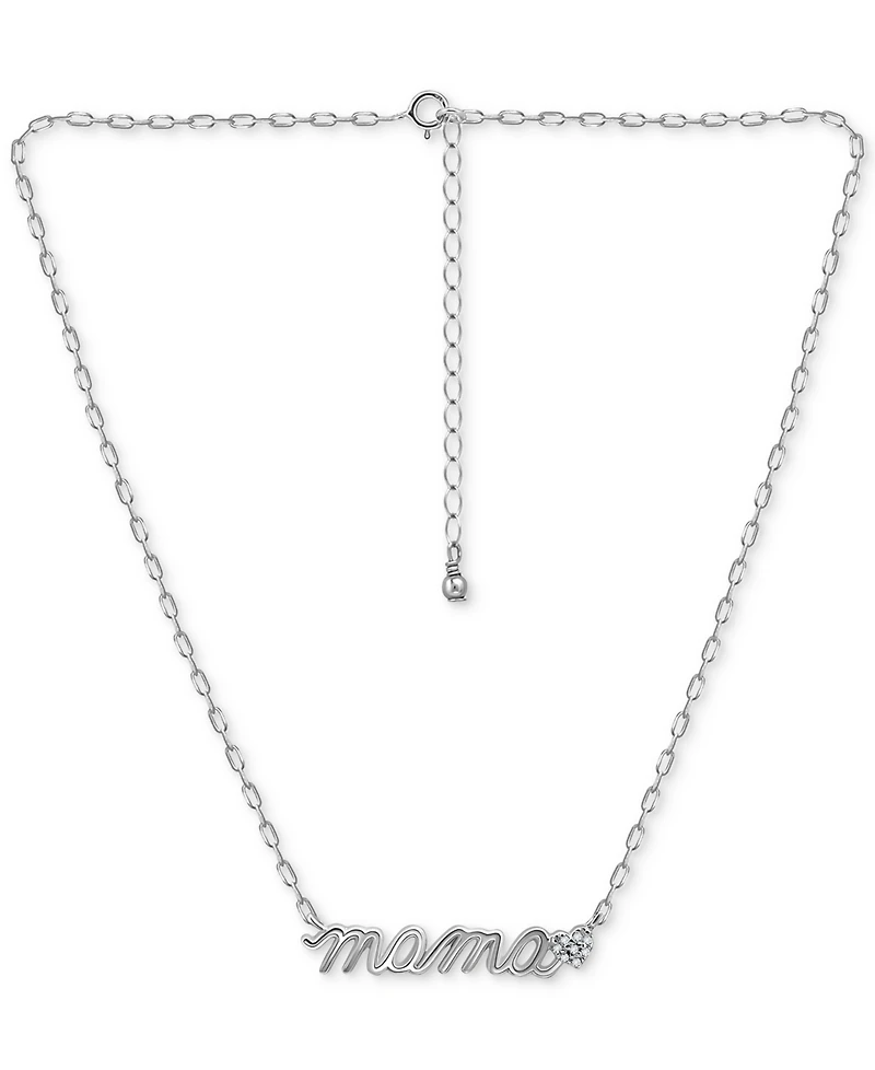 Giani Bernini Cubic Zirconia Mama Heart Pendant Necklace, 16" + 2" extender, Created for Macy's