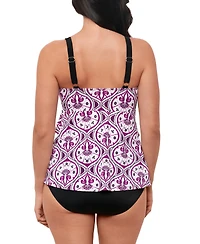 Swim Solutions Women's Printed Tiered Fauxkini One-Piece Swimsuit, Created for Macy's