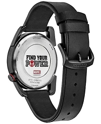 Citizen Eco-Drive Men's Marvel Miles Morales Black Leather Strap Watch 42mm