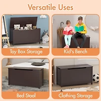Streamdale Wooden Toy Storage Box with Safety Lid (Dark Brown)