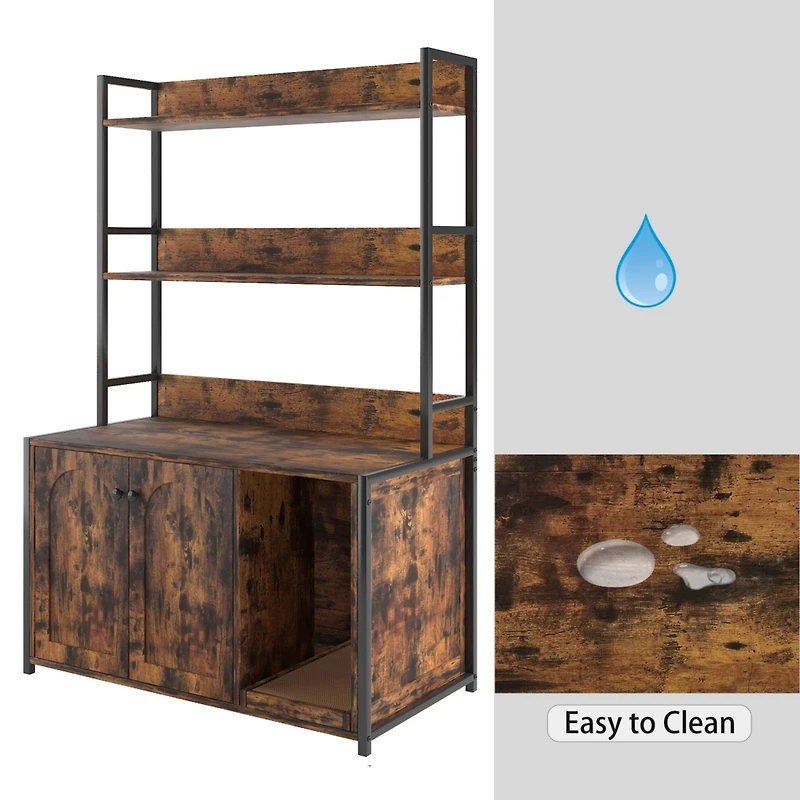 Streamdale Furniture Brown Cat Litter Box Enclosure with Storage & Scratch Pad