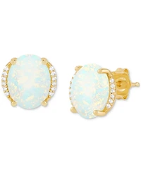 Opal (2 ct. t.w.) & Diamond Accent Stud Earrings in 14k Gold