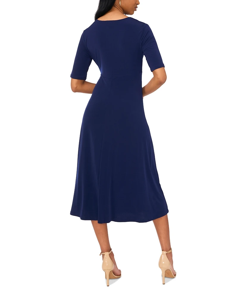 Msk Women's Short-Sleeve Button-Front Midi Dress