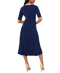 Msk Women's Short-Sleeve Button-Front Midi Dress