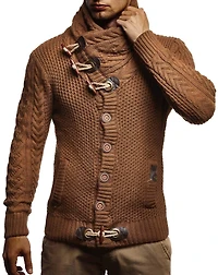 Leif Nelson Men's Knitted Turtleneck Jacket - Winter Cardigan Sweaters for Men
