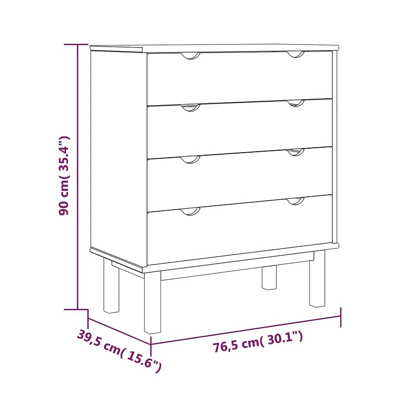 Drawer Cabinet Otta Brown&White 30.1"x15.6"x35.4" Solid Wood Pine