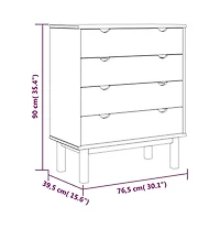 Drawer Cabinet Otta Brown&White 30.1"x15.6"x35.4" Solid Wood Pine