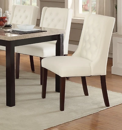 Streamdale Modern Faux Leather White Tufted Set Of 2 Chairs Dining Seat Chair