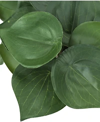 Monarch Specialties 8" Indoor Artificial Alocasia Plants with Decorative White Cement Pots, Set Of 2