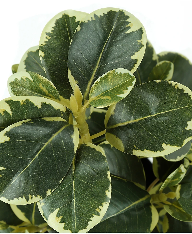 Monarch Specialties 14" Indoor Artificial Ficus Plants with Decorative Black Pots, Set Of 2
