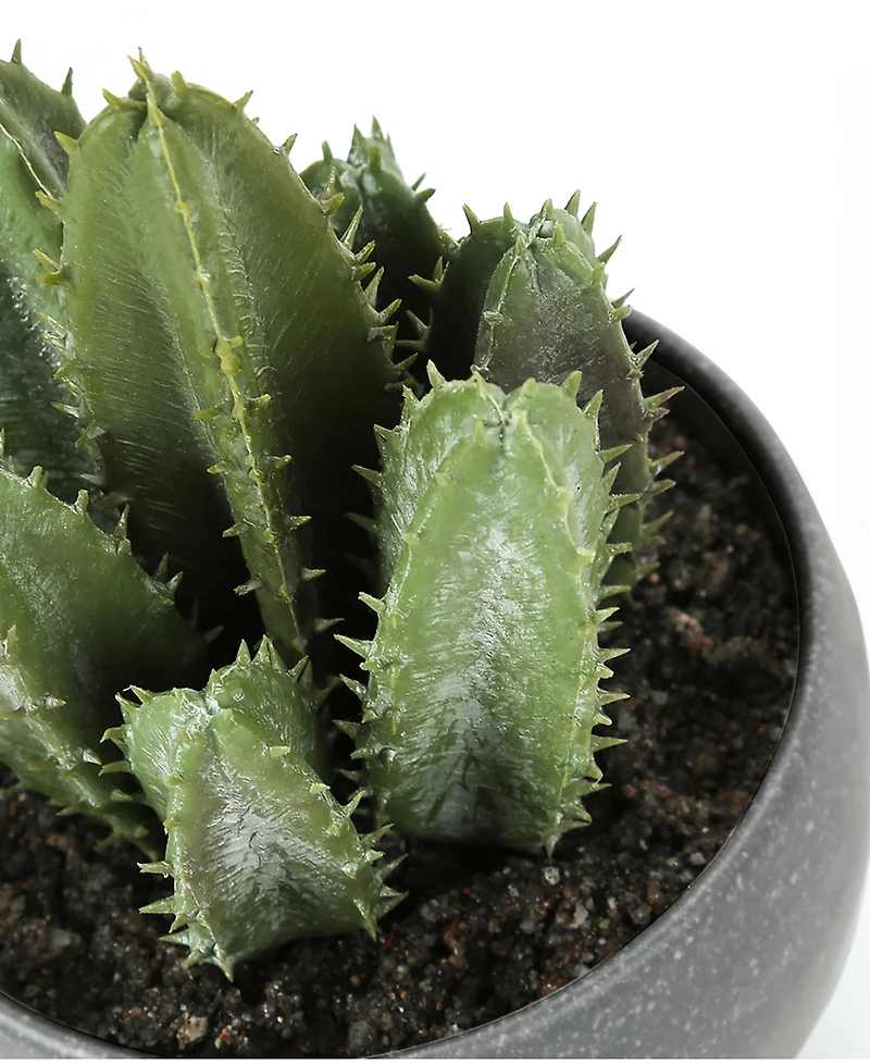 Monarch Specialties 6" Indoor Artificial Succulent Plants with Decorative Grey Cement Pots, Set Of 3