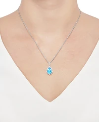 Lab-Grown Opal (1 ct. t.w.) & White Sapphire (1/2 18" Pendant Necklace 14k Rose Gold-Plated Sterling Silver (Also