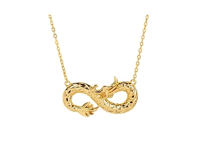 Sterling Silver 14K Gold Plated Infinity Dragon Pendant Necklace