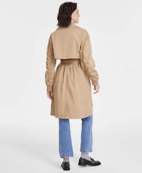 Karl Lagerfeld Paris Women's Ruched-Sleeve Trench Coat