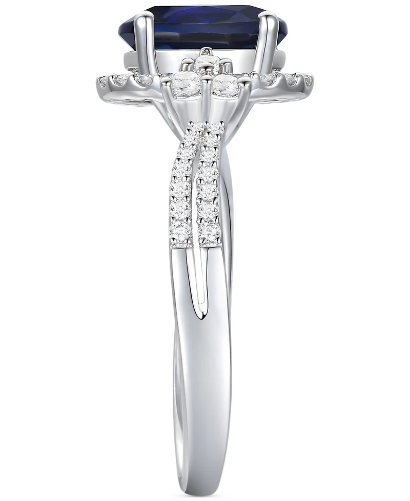 Garnet (1-1/10 ct. t.w.) & Lab-Grown White Sapphire (1/2 Ring 14k Rose Gold-Plated Sterling Silver (Also Blue Sapphire)