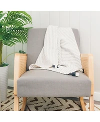 Crane Baby White and Black Stitched Stripe Blanket