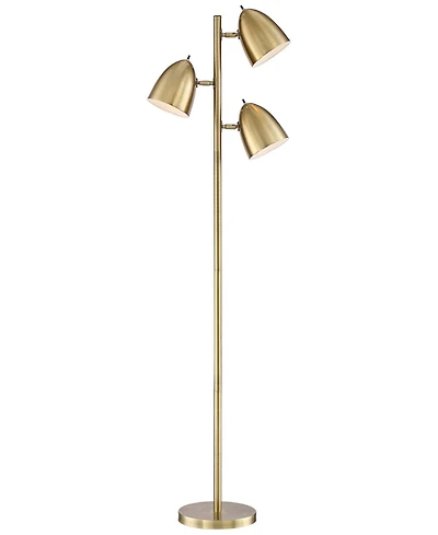 360 Lighting Aaron Mid Century Modern Tree Floor Lamp 64" Tall Aged Brass 3 Light Adjustable Dome Shade for Living Room Reading Bedroom Office Ho