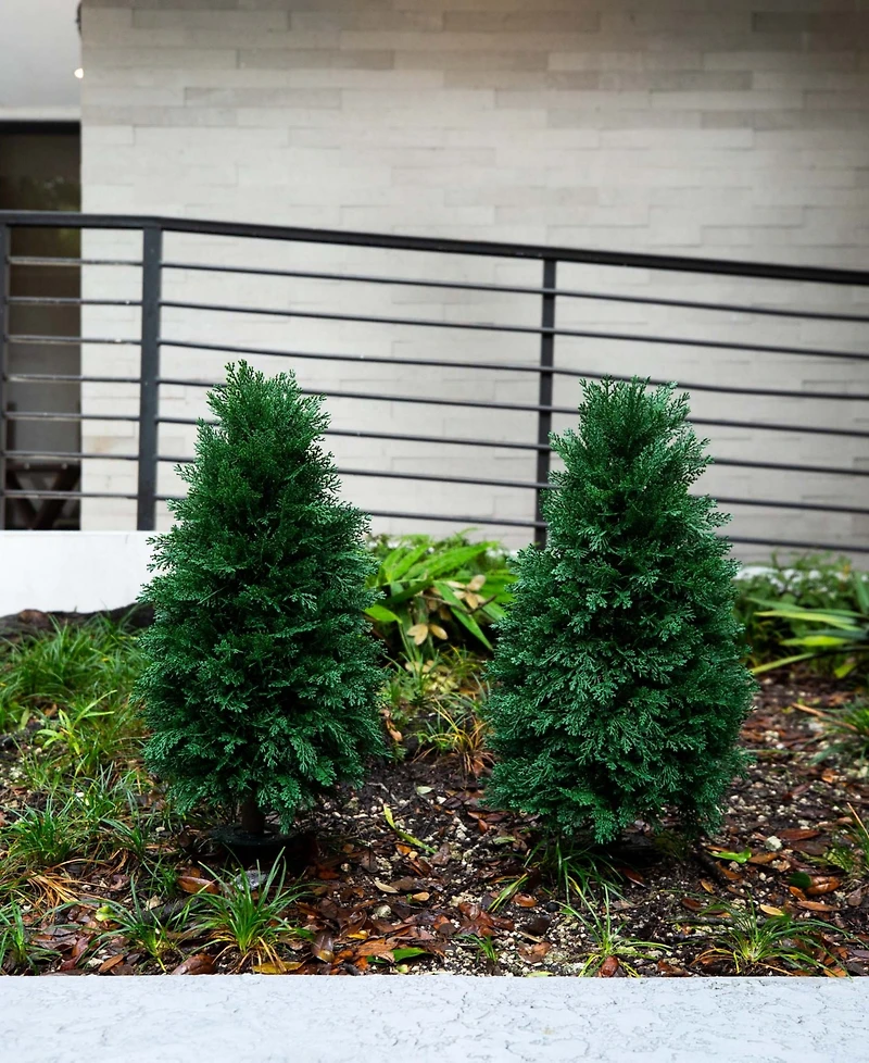 Nearly Natural 2.5ft. Uv Resistant Artificial Cedar Plant with Integrated Ground Stake Indoor/Outdoor - Set of 2