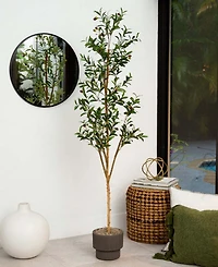 Nearly Natural 6ft. Artificial Olive Tree with Natural Trunk