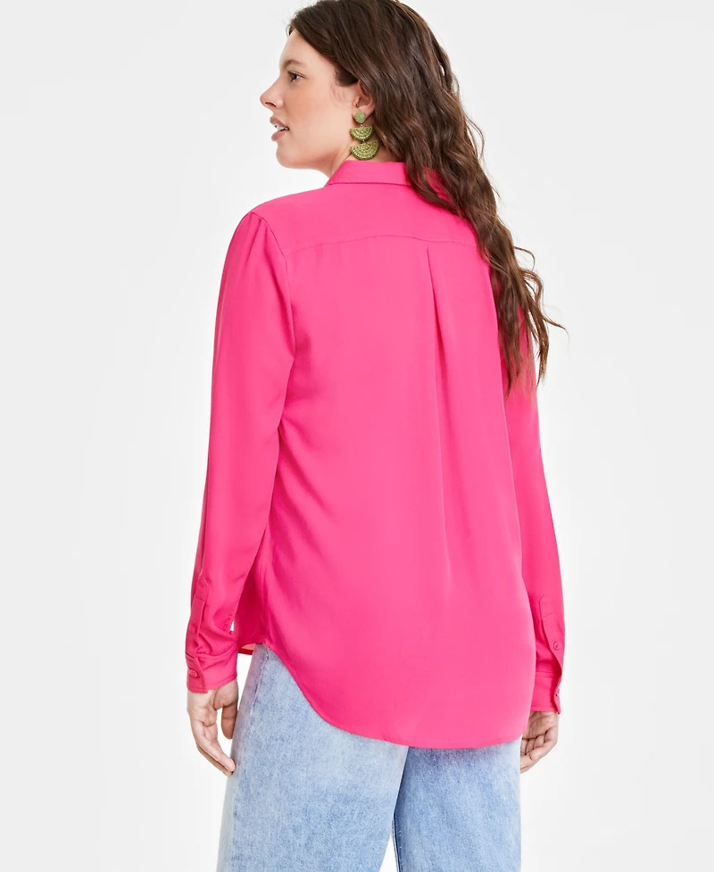On 34th Women's Button-Front Crepe Shirt