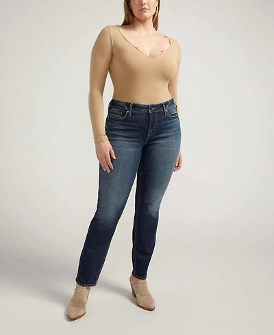 Silver Jeans Co. Plus Size Suki Mid Rise Straight Luxe Stretch Jeans