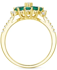 Lab-Grown Emerald (7/8 ct. t.w.) & White Sapphire (1/8 Flower Ring 14k Gold-Plated Sterling Silver (Also Additional Gemstone