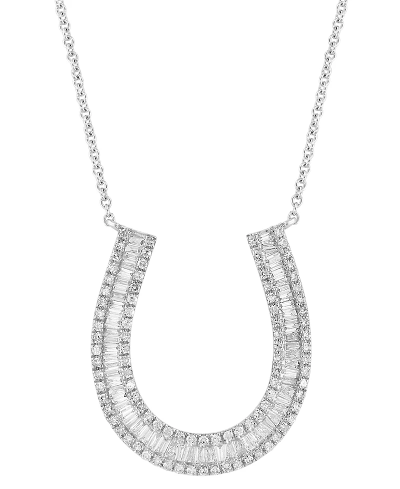 Effy Diamond Horseshoe 18" Pendant Necklace (5/8 ct. t.w.) in 14k White Gold