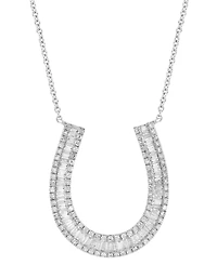 Effy Diamond Horseshoe 18" Pendant Necklace (5/8 ct. t.w.) in 14k White Gold