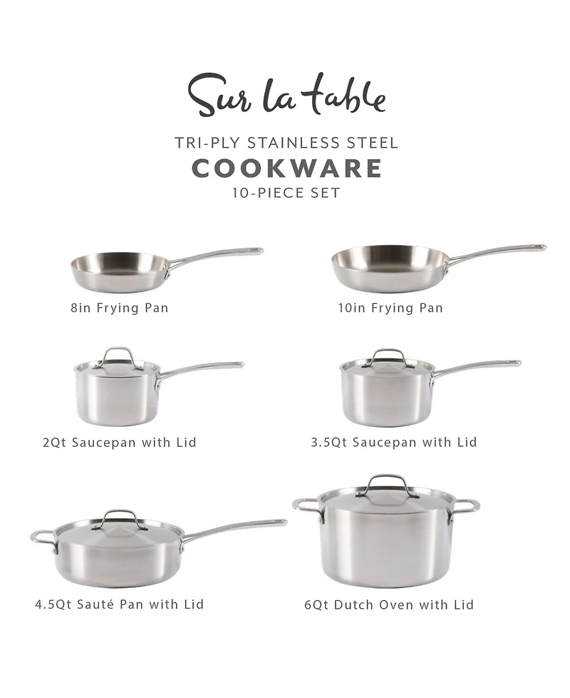 Sur La Table Pine and Pike 10-piece Stainless Steel Cookware Set