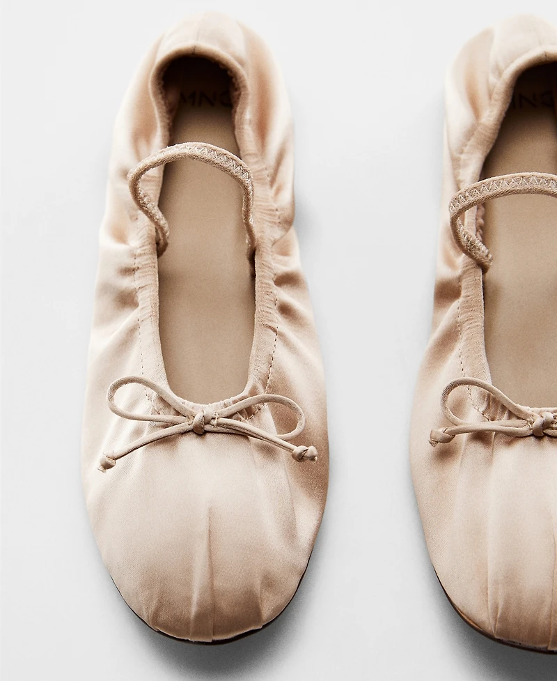Mango Women's Elastic Satin Ballerinas